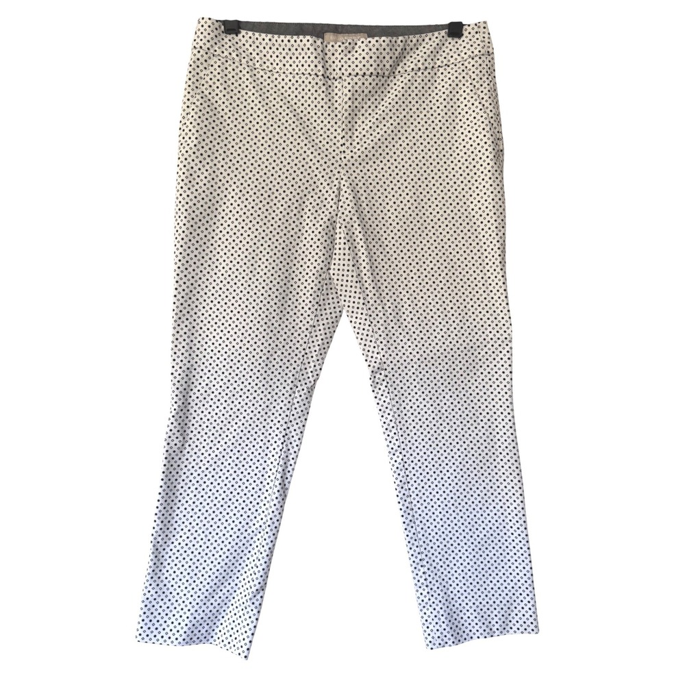 Banana Republic Hampton Fit Petite 4P Geometric Diamond Print Ankle Pants White